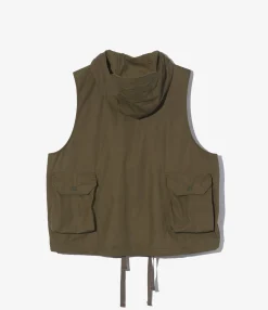 Field Vest - Olive Coated Cotton Cloth