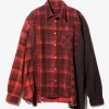 Flannel Shirt -> 7 Cuts Wide Shirt / Over Dye - Red