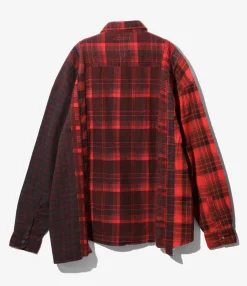 Flannel Shirt -> 7 Cuts Wide Shirt / Over Dye - Red