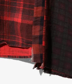 Flannel Shirt -> 7 Cuts Wide Shirt / Over Dye - Red