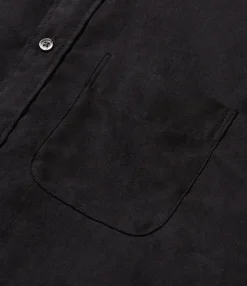 Flared Shirt - Black Polyester Lt. Weight Fake Suede