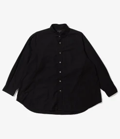 Flared Shirt - Black 100's 2Ply Cotton Broadcloth