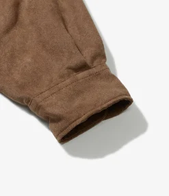 Flared Shirt - Khaki Polyester Lt. Weight Fake Suede