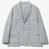 Folk Jacket - Beige Cotton Seersucker Stripe