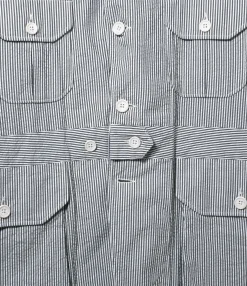 Folk Jacket - Beige Cotton Seersucker Stripe