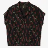 French Sleeve Blouse - Dk. Navy - R/W Tulip Jacquard