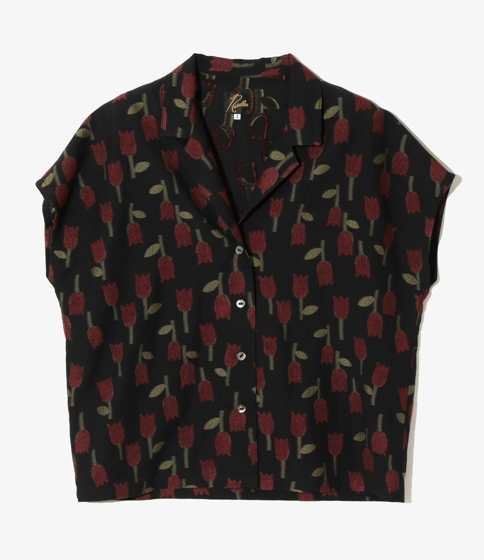 French Sleeve Blouse - Dk. Navy - R/W Tulip Jacquard