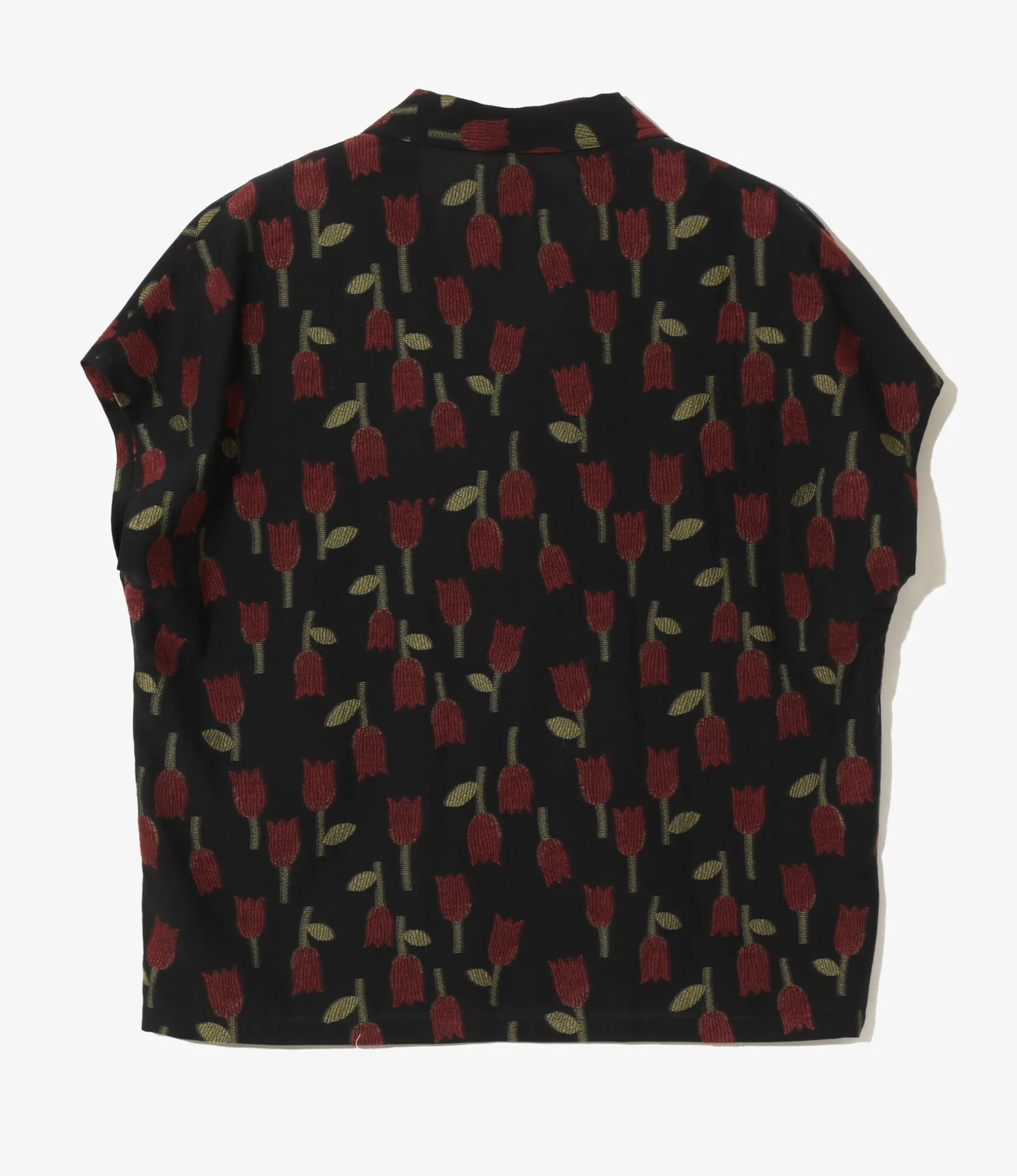 French Sleeve Blouse - Dk. Navy - R/W Tulip Jacquard