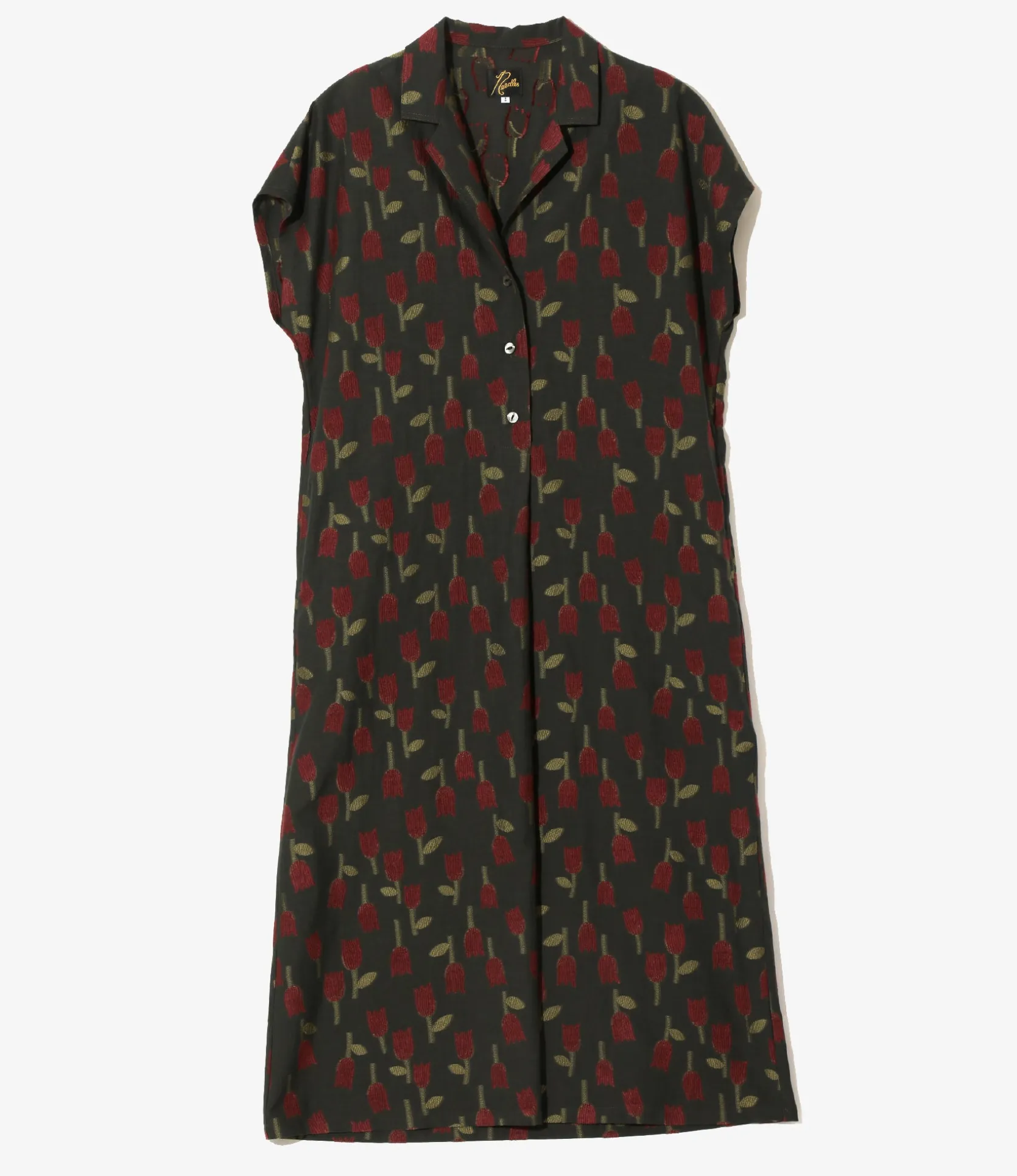 French Sleeve Dress - Charcoal - R/W Tulip Jacquard