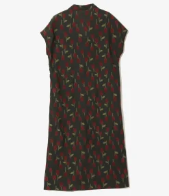 French Sleeve Dress - Charcoal - R/W Tulip Jacquard