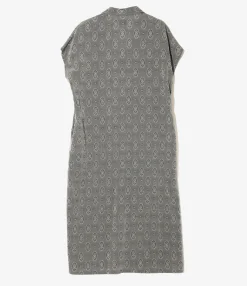 French Sleeve Dress - Grey - Fine Pattern Jacquard