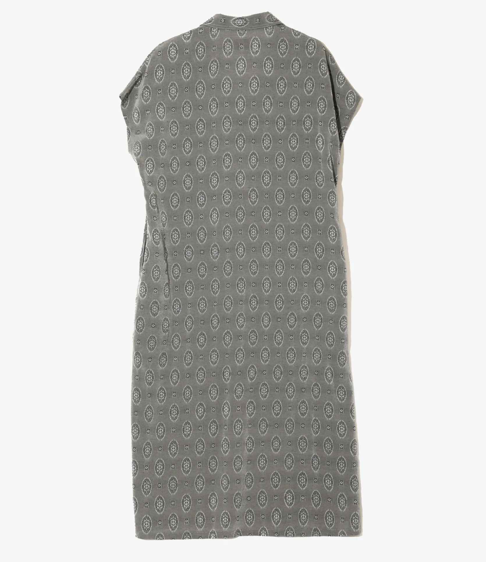French Sleeve Dress - Grey - Fine Pattern Jacquard