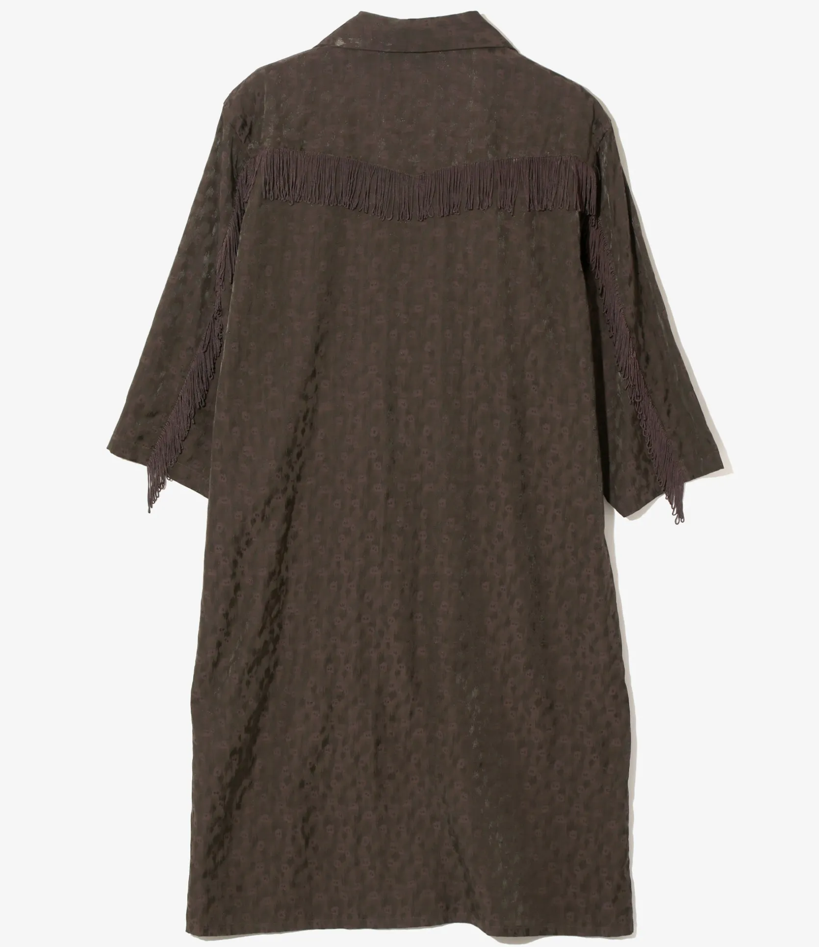 Fringe Shirt Dress - Dk.Brown - R/C Leopard Jacquard