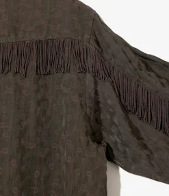 Fringe Shirt Dress - Dk.Brown - R/C Leopard Jacquard