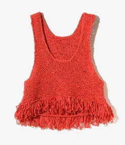 Fringe Vest - Orange - Ribbon Yarn
