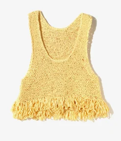 Fringe Vest - Yellow - Ribbon Yarn