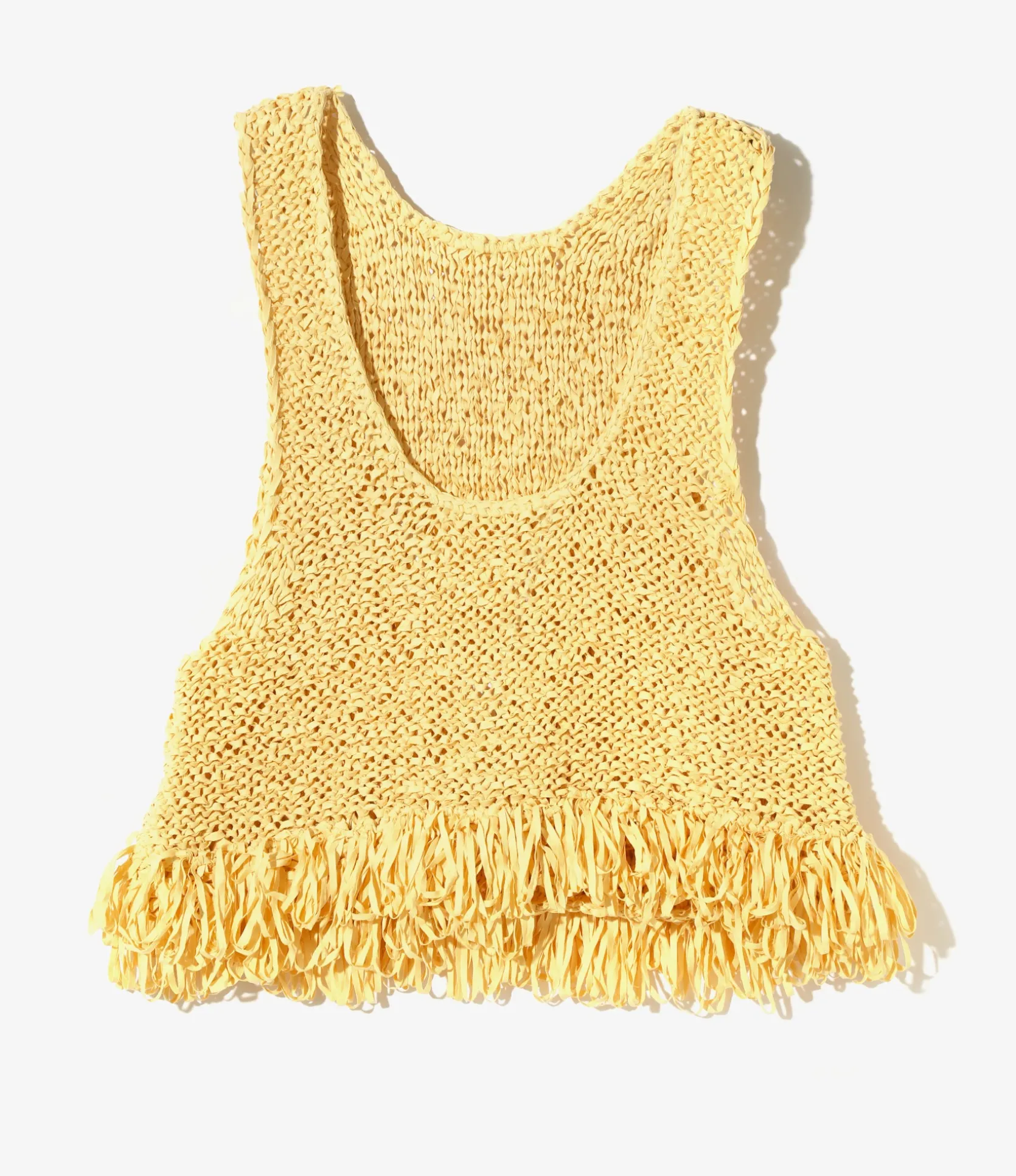 Fringe Vest - Yellow - Ribbon Yarn