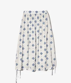 Gather Skirt - White CP Crest Embroidery