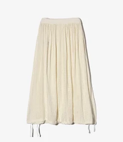 Gather Skirt - White Rayon Embroidery Eyelet