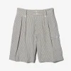 Ghurka Short - Navy Cotton Seersucker Stripe