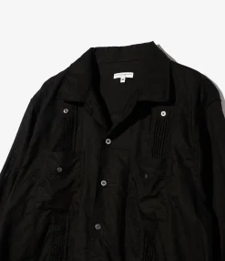 Guayabera Shirt - Black Handkerchief Linen