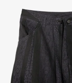H.D Pant - Painter - Black - 10oz Denim / Python Jacquard