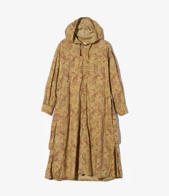 Hooded BD Dress - Khaki Cotton Paisley Print