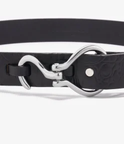Hoof Pick Buckle Belt - Black Croc Embossed