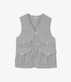Hunting Jacket - Navy Cotton Seersucker Stripe