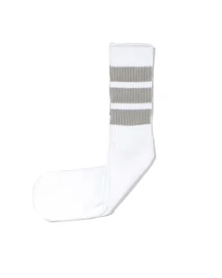 19 Inch Mid-calf Tube - White w/Grey Stripe