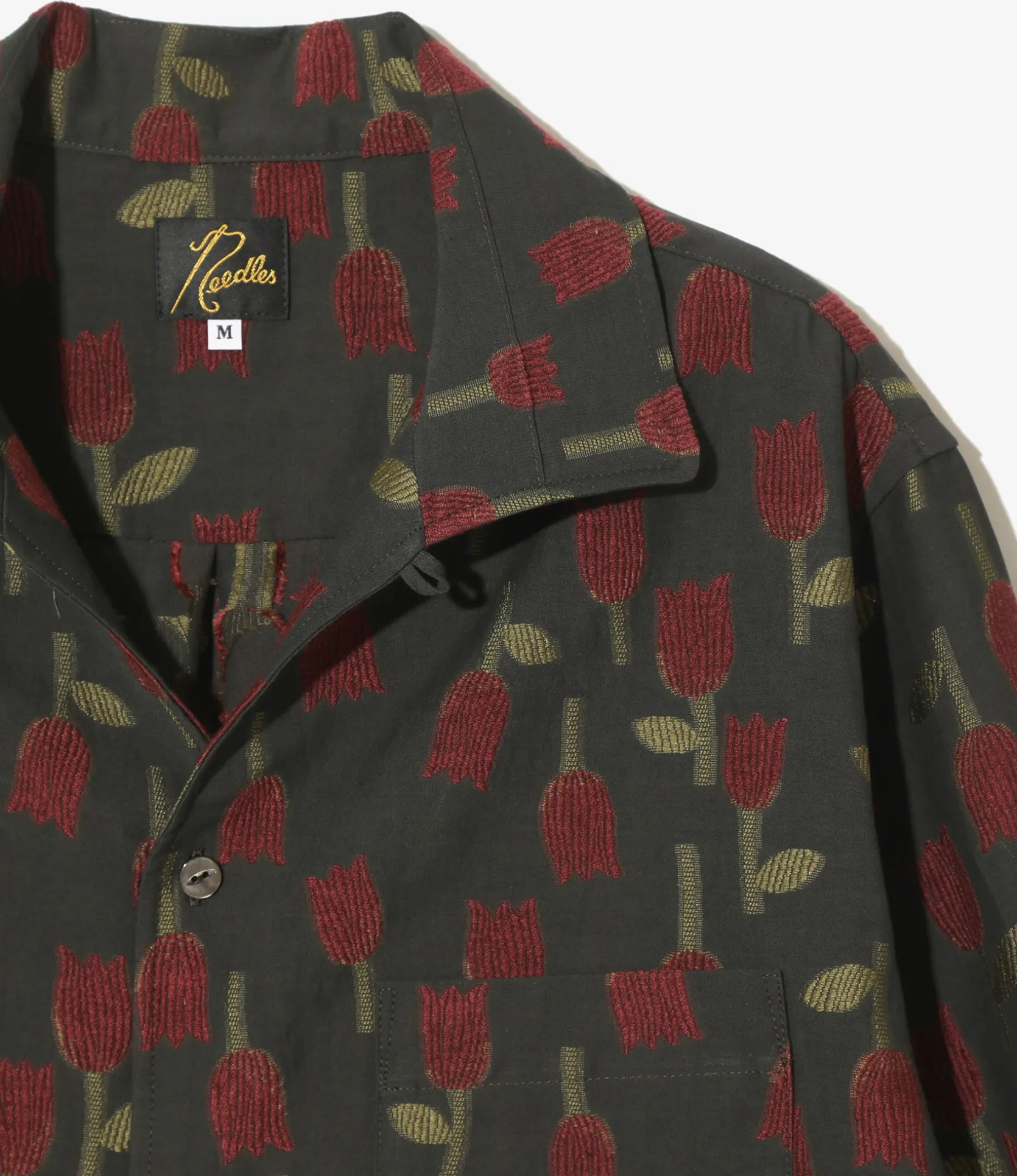 Italian Collar Shirt - Charcoal - R/W Tulip Jacquard