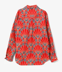 Italian Collar Shirt - Ginkgo - Printed Cotton Lawn