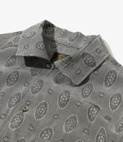 Italian Collar Shirt - Grey - Fine Pattern Jacquard