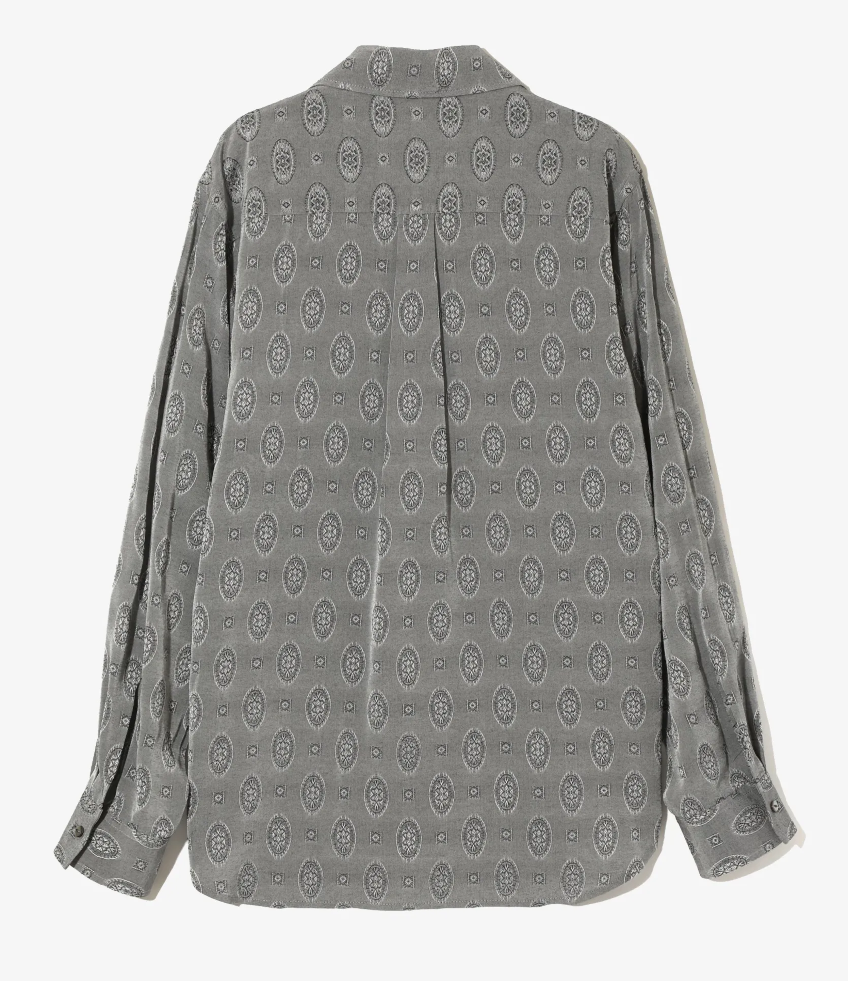 Italian Collar Shirt - Grey - Fine Pattern Jacquard