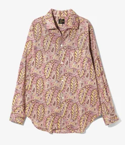 Italian Collar Shirt - Paisley - Printed Cotton Lawn