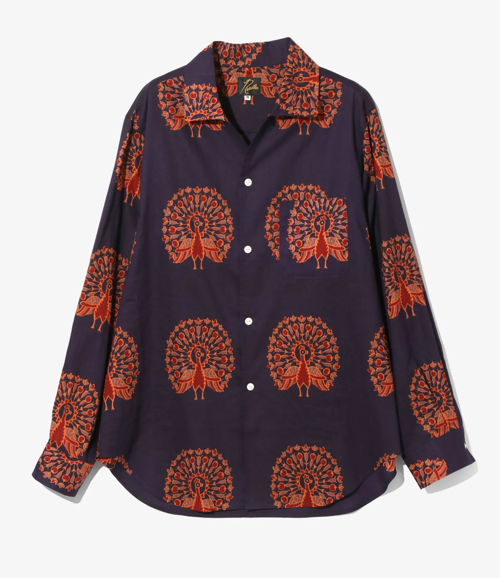 Italian Collar Shirt - Peacock - Printed Cotton Lawn