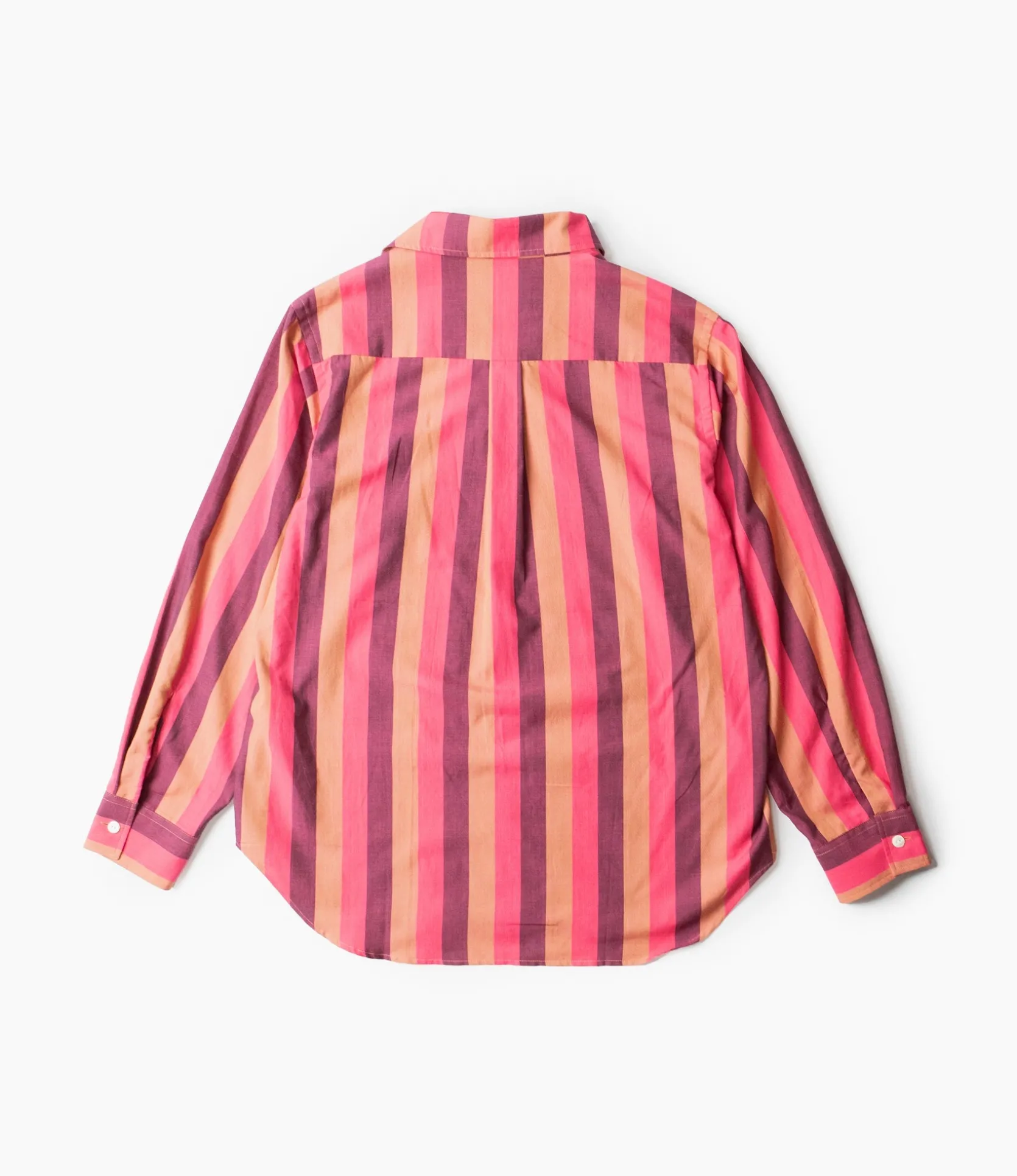 Italian Collar Shirt - Pink - Cotton Lawn Stripe