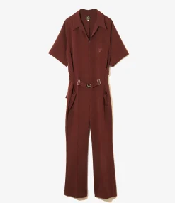 Jumpsuit - Brown - Poly Light Double Cloth