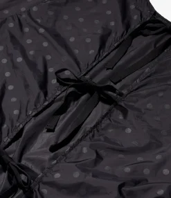 Kapo Dress - Black Nylon Polka Dot Printed Taffeta