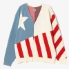 Knit Cardigan - White - Cotton Stars and Stripes