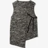 Knit Wrap Vest - Black/White Wool Poly Sweater Knit