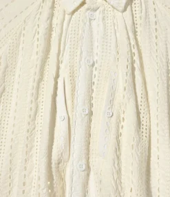 LAB Shirt - White Rayon Embroidery Eyelet