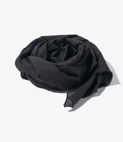 Long Scarf - Black Handkerchief Linen