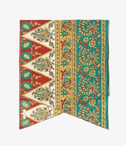 Long Scarf - Jade/Khaki Floral Stripe