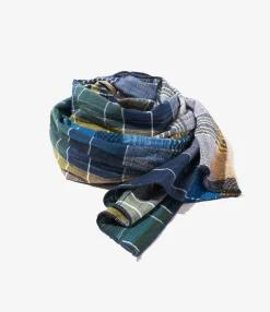 Long Scarf - Navy/Yellow/Green Dobby Jacquard
