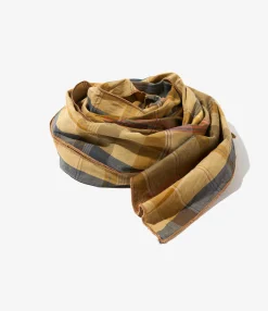 Long Scarf - Olive Cotton Madras Plaid