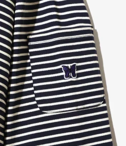 L/S Crew Neck Tee - Navy/White - Cotton Stripe Jq.