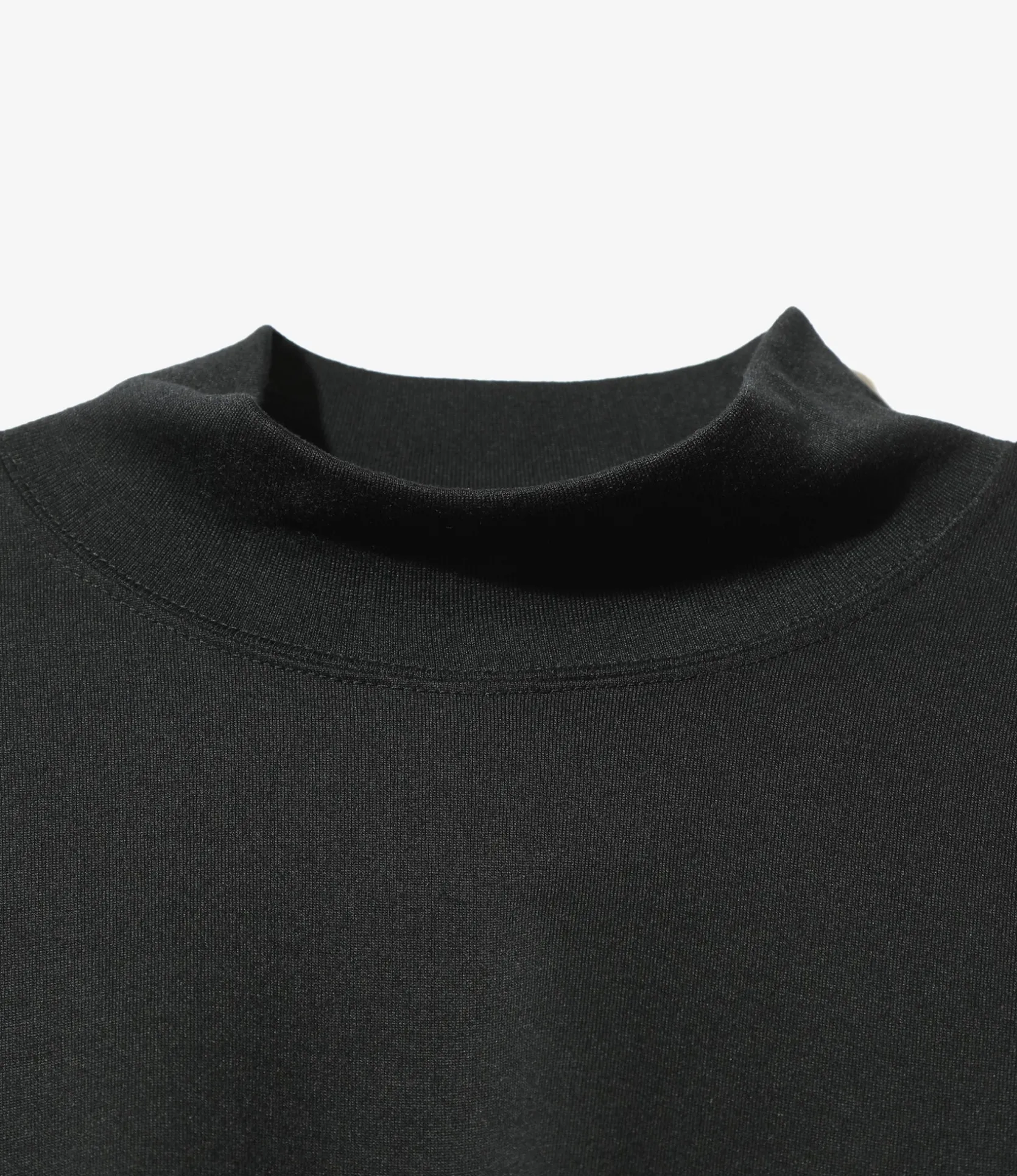 L/S Mock Neck Tee - Black - Poly Jersey