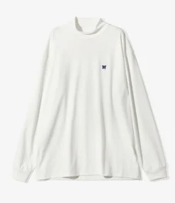 L/S Mock Neck Tee - White - Poly Jersey