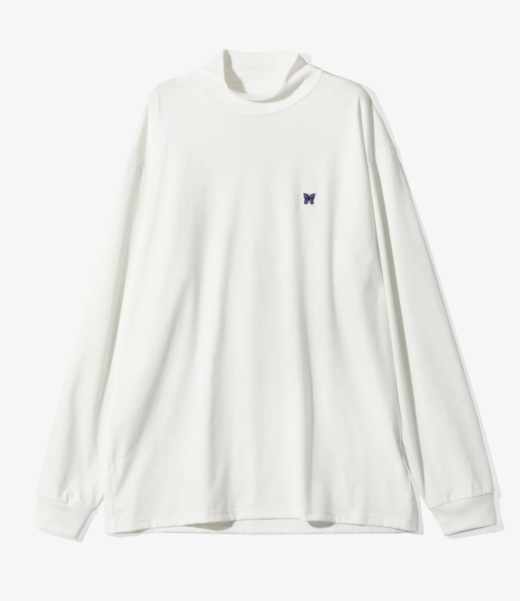 L/S Mock Neck Tee - White - Poly Jersey